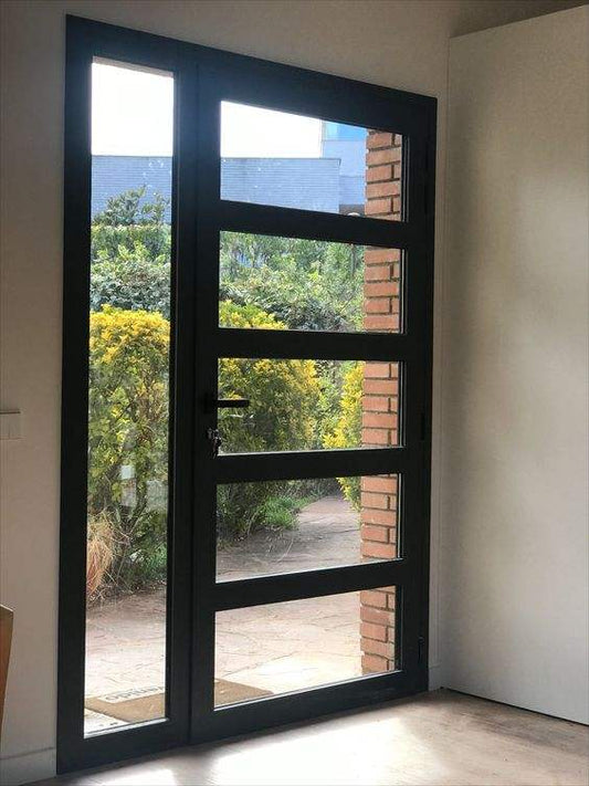 Rothnow® Aluminum Door 55 Series black swing front door, 900mm wide and 2200mm high, 1.8mm thickness, modern main entrance door