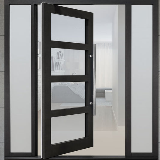 Rothnow French Style Aluminum Door 46 Series black pivot and French-style door with sleek design, 900mm wide by 2200mm high