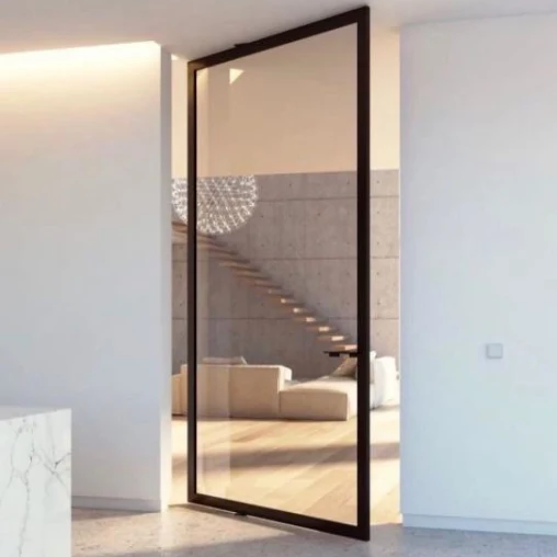 Rothnow® oversized 46 Series aluminum pivot door in black, measuring 900mm wide by 2200mm high with 150mm thickness.
