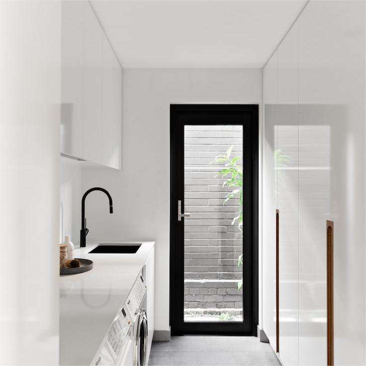 Rothnow® Soundproofing Aluminum Door 55 Series, 1.8mm swing door in black with secure frame for noise reduction and durability.