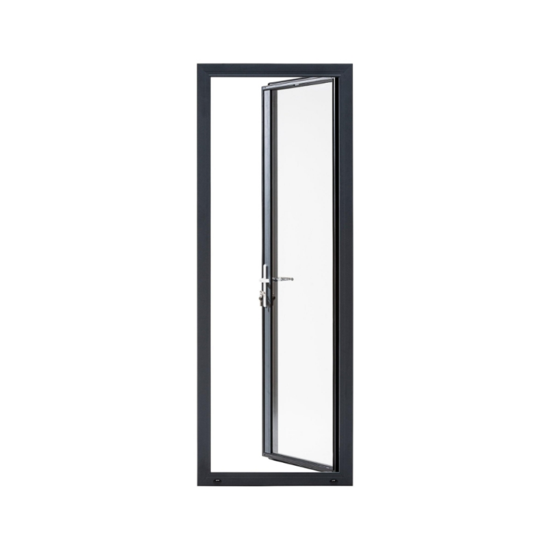 Rothnow® 55 Series thermal insulation aluminum swing door, 900mm wide by 2200mm high with black finish and 1.8mm thickness.