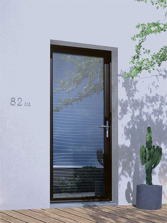 Rothnow® 55 Series thermal insulation aluminum swing door, 900mm wide by 2200mm high, black finish with 1.8mm thickness.