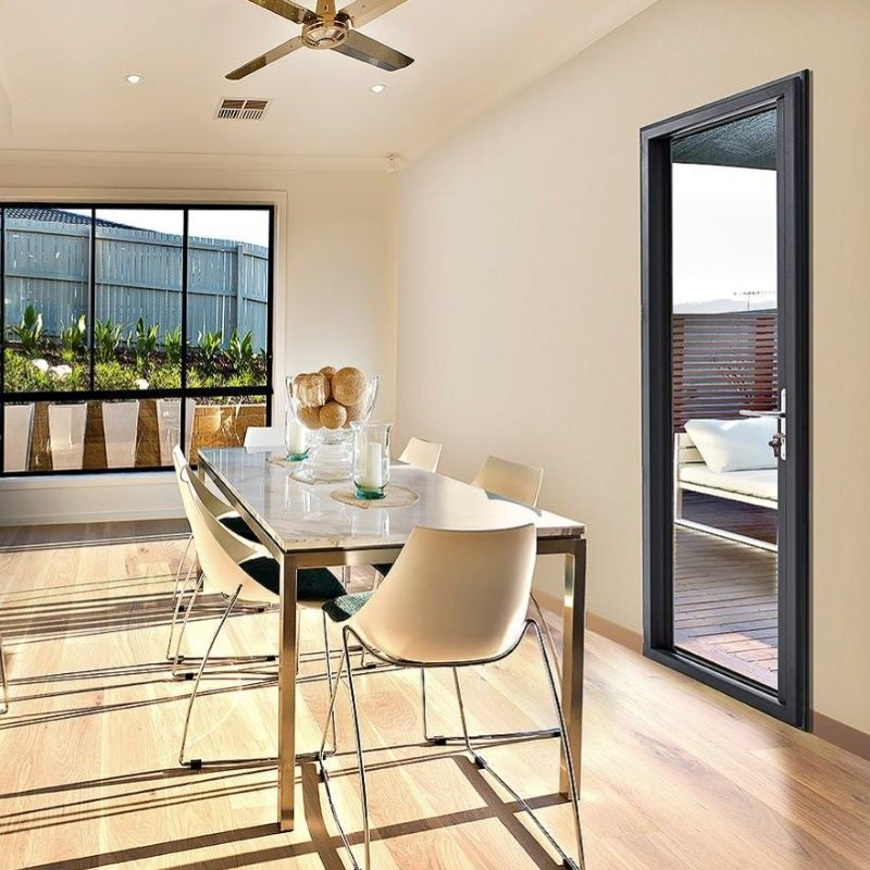 Rothnow® Thermal Insulation Aluminum Swing Door, 55 Series, black finish, 900mm wide and 2200mm high, 1.8mm thickness.