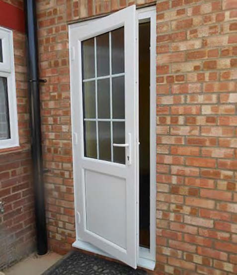 Rothnow Vinyl UPVC Swing Door, 900mm W x 2200mm H, black color, sturdy door with smooth surface and modern design