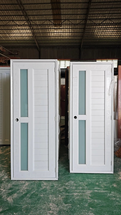 Rothnow vinyl UPVC swing door with black finish, 900mm wide and 2200mm tall, suitable for residential or commercial use