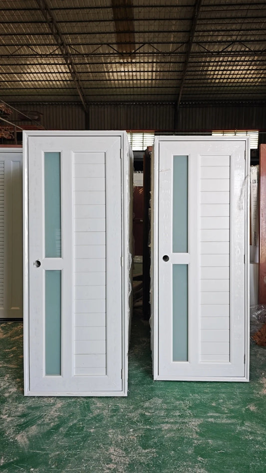 Rothnow vinyl UPVC swing door with black finish, 900mm wide and 2200mm tall, suitable for residential or commercial use