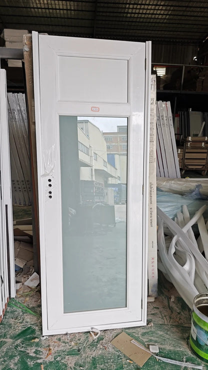 Rothnow Vinyl Door RN-VD-04 Swing UPVC door in black, 900mm wide and 2200mm high, with a sleek, modern design.