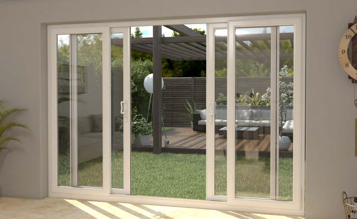 Rothnow vinyl sliding UPVC door in black, 900mm wide by 2200mm high, featuring a sleek modern design and durable construction.