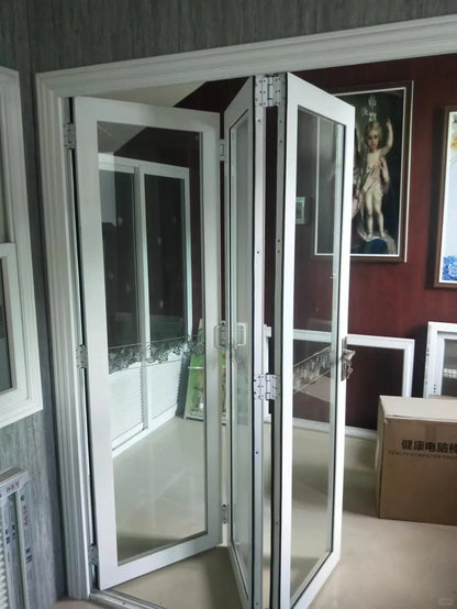 Rothnow Vinyl Folding UPVC Door, 900mm wide by 2200mm high, black finish, with multiple folding panels for versatile indoor or outdoor use.