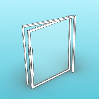 White aluminum Rothnow® 46 Series pivot door, 900mm wide by 2200mm high, with black accents and sleek modern design.
