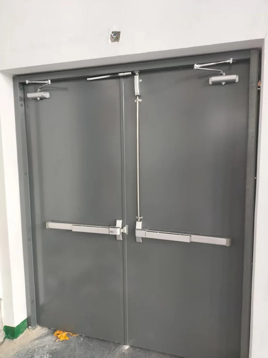 Rothnow® steel fire-rated swing door with 990mm width, 2360mm height, and 150mm wall thickness, designed for safety and durability.