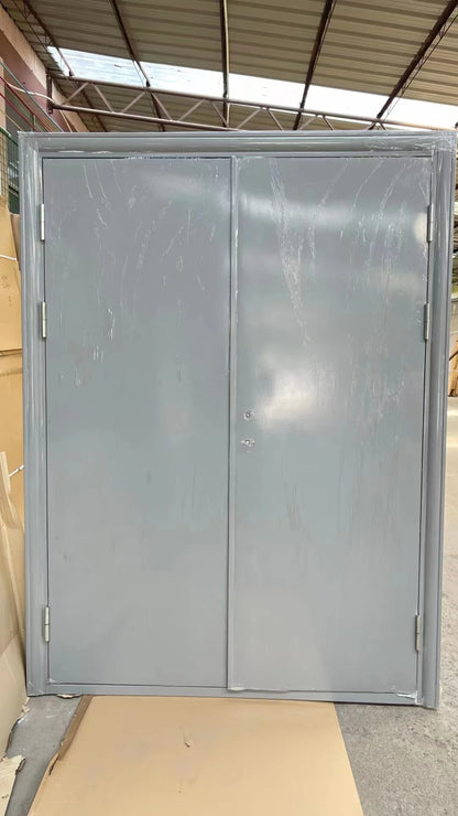Rothnow® steel fire-rated swing door with 990mm width, 2360mm height, and 150mm wall thickness, designed for fire safety.