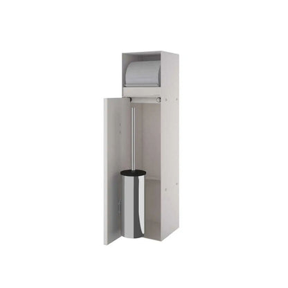 Rothnow black square wall shower niche with built-in toilet paper holder, modern bathroom storage and organization.