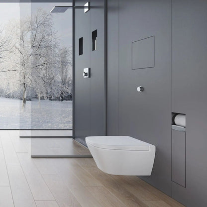 Black Rothnow Square Shower Niche with Toilet Paper Holder, wall-mounted bathroom storage and accessory in modern design.