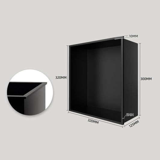 Black Rothnow® Square Shower Niche Wall Shelf, single layer, sleek and modern design for bathroom storage.