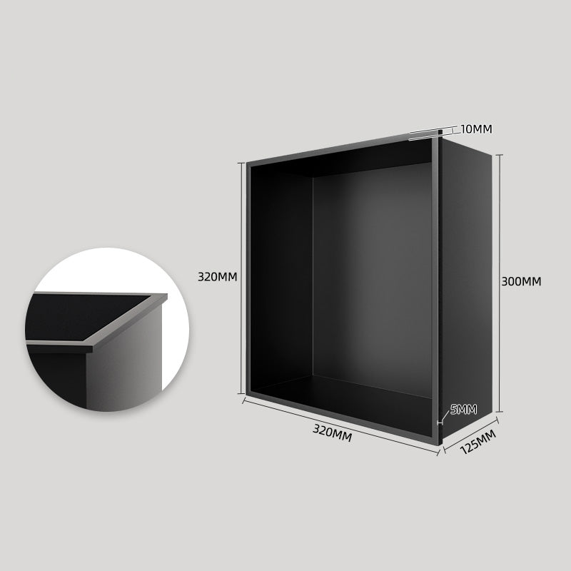 Rothnow® black square shower niche wall storage shelf, single layer, modern bathroom accessory, built-in design