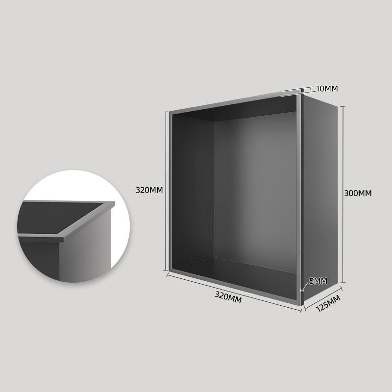Rothnow® black square shower niche without LED light, wall-mounted bathroom storage shelf for toiletries and accessories.