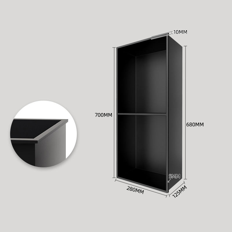 Black Rothnow® square shower niche with two layers, wall-mounted bathroom storage for toiletries and accessories.