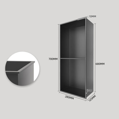 Rothnow® black square shower niche with two layered shelves, built-in wall-mounted bathroom storage for toiletries and accessories.