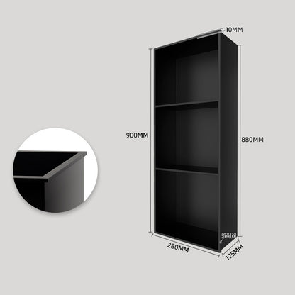 Black Rothnow® square shower niche with three-layer design, wall-mounted storage for bathroom essentials.