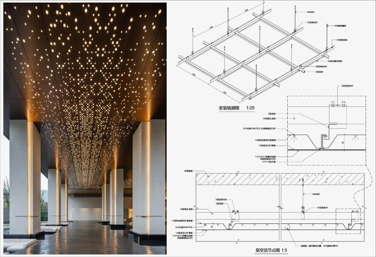 Black Rothnow® Aluminum Ceiling RNAC03, customized-sized ceiling panel with smooth surface and modern design.