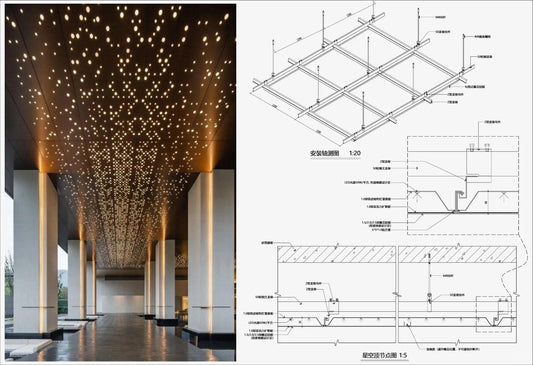 Black Rothnow® Aluminum Ceiling RNAC03, customized-sized ceiling panel with smooth surface and modern design.