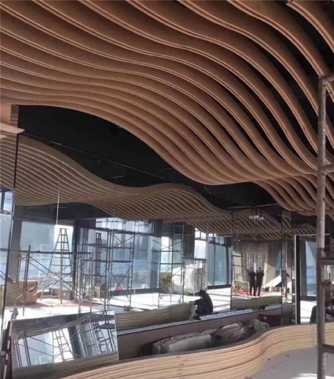 Black Rothnow aluminum ceiling panel from the Rothnow® Ceiling RNAC05 series, showcasing a sleek, custom-sized design for modern interiors.