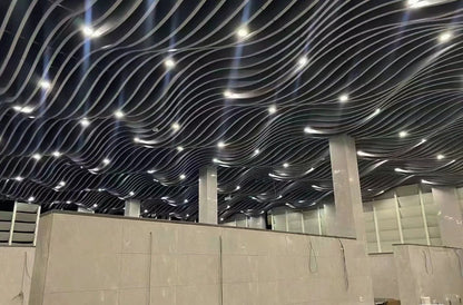 Black Rothnow aluminum ceiling panel RNAC06, custom-sized, with a sleek, smooth surface suitable for modern interior ceilings.