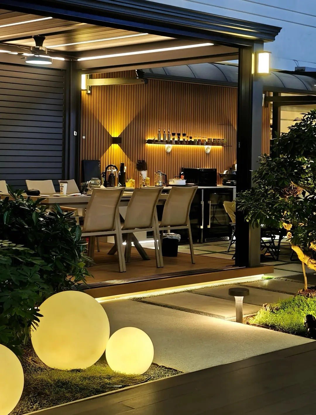 Black Rothnow aluminum louvered pergola with customizable size, featuring a sleek ceiling design and durable alloy construction.
