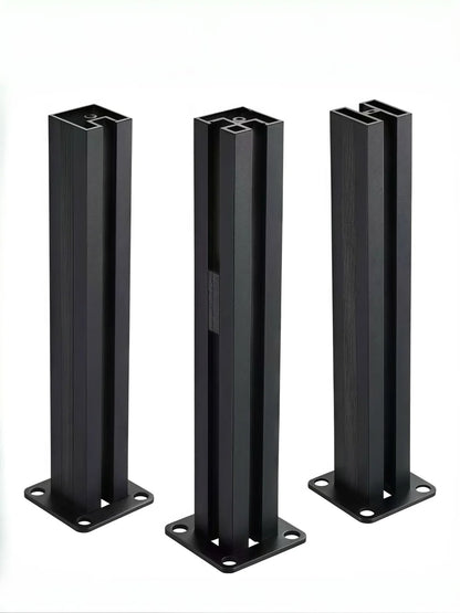 Black Rothnow aluminum glass railing RNAR01 for outdoor balconies and decks, featuring sleek, modern design and sturdy construction.