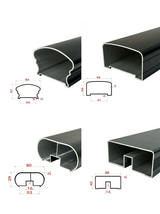 Rothnow aluminum glass railing RNAR01 in black, custom-sized safety barrier with sleek glass panels for modern outdoor spaces.