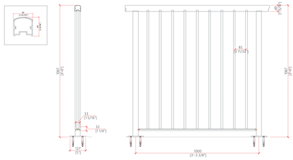 Black Rothnow aluminum railing RNAR03 with customized size, sturdy and modern design for outdoor safety and aesthetic enhancement.