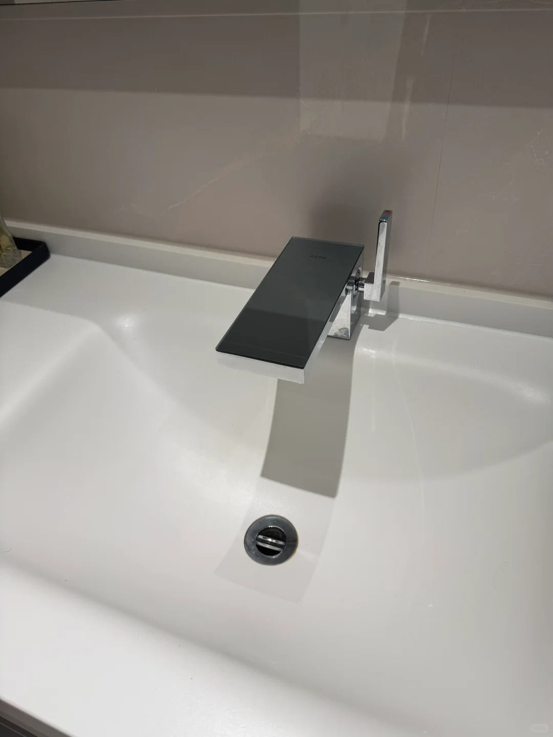 Black Rothnow® bathroom vanity with customized size and safety railing, featuring a sleek modern design for bathroom safety.