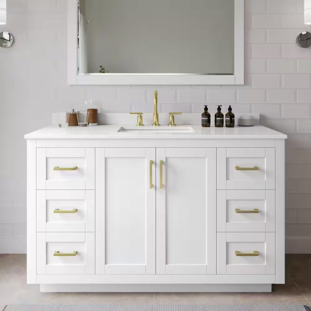 Black Rothnow® bathroom vanity RNBV06 with customized size and sleek design, featuring a protective guard or railing.