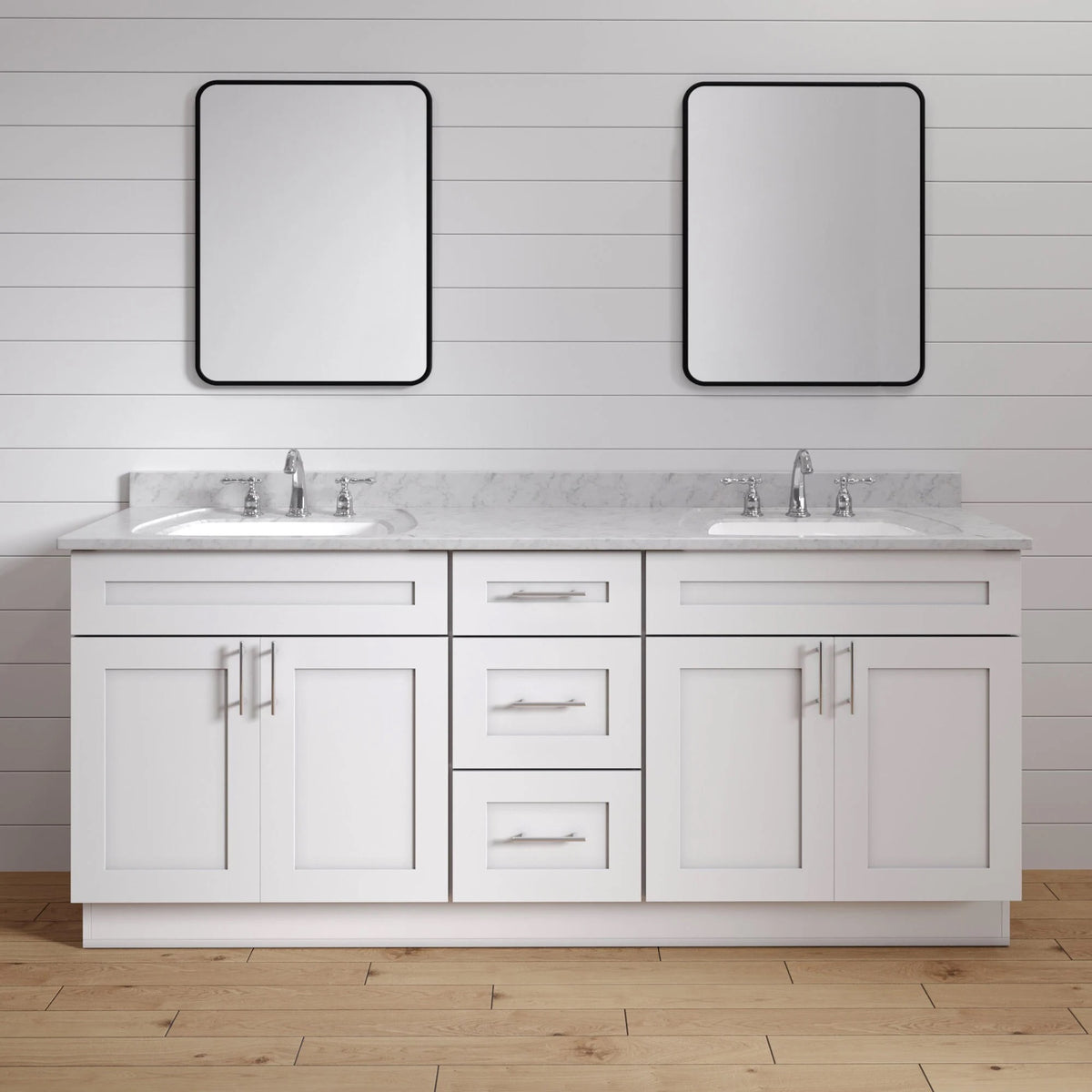 Black Rothnow® bathroom vanity with a customized size, featuring a sleek protective railing for modern bathroom decor.