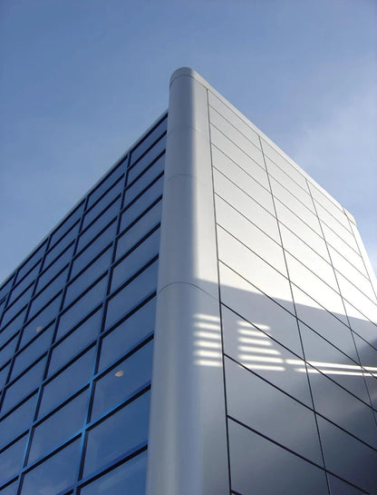 Black Rothnow® aluminum curtain wall panel, customized size, featuring sleek window design with modern architectural style.