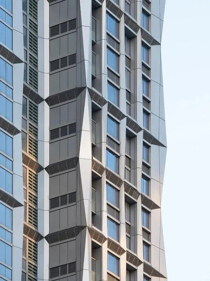 Black Rothnow® aluminum panel curtain wall with customized size, showcasing sleek, modern window design for building facade.