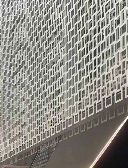 Black Rothnow aluminum panel curtain wall window, customized size, modern exterior building facade with sleek metal panels.