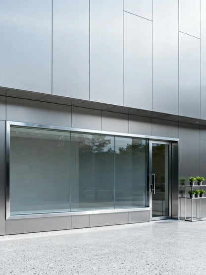 Black Rothnow® aluminum panel curtain wall with custom size for window installation, showcasing sleek, modern architectural design.