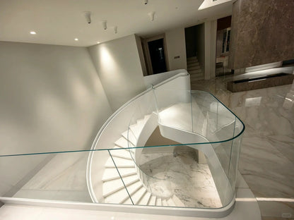 Rothnow Curved Staircase RNCS06 in black stone, showcasing custom size, elegant curved design, and sturdy construction.