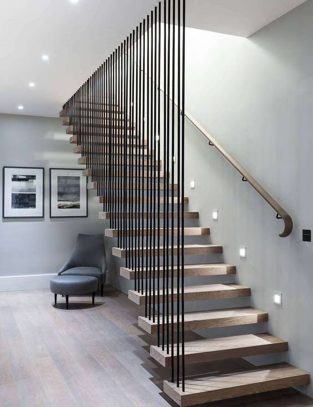 Rothnow® floating staircase with cable railing, black custom size, modern design, showcasing sleek floating steps and sturdy cable support.