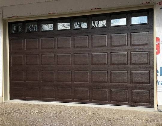 Rothnow® black steel garage door with steel plates and filled PU foam insulation, customized size for residential use