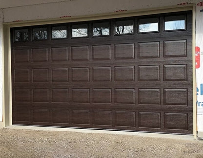 Rothnow® black steel garage door with steel plates and filled PU foam insulation, customized size for residential use