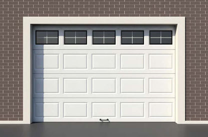 Black Rothnow aluminum garage door with customized size and plate design, featuring a sleek, modern look for residential or commercial use.