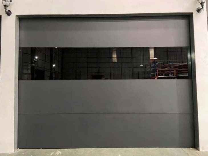 Rothnow® Full Mirror Glass Garage Door in black, customized size, featuring sleek mirror panels for modern garage exterior.