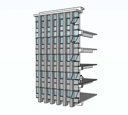 Rothnow® glass curtain wall with exposed black frame, custom-sized for modern building facade, showcasing sleek architectural design.