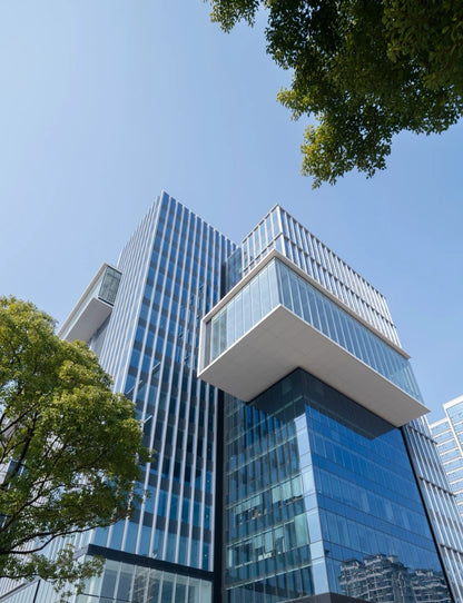 Rothnow® glass curtain wall with exposed black frame, showcasing sleek, modern glass window design for building facades.