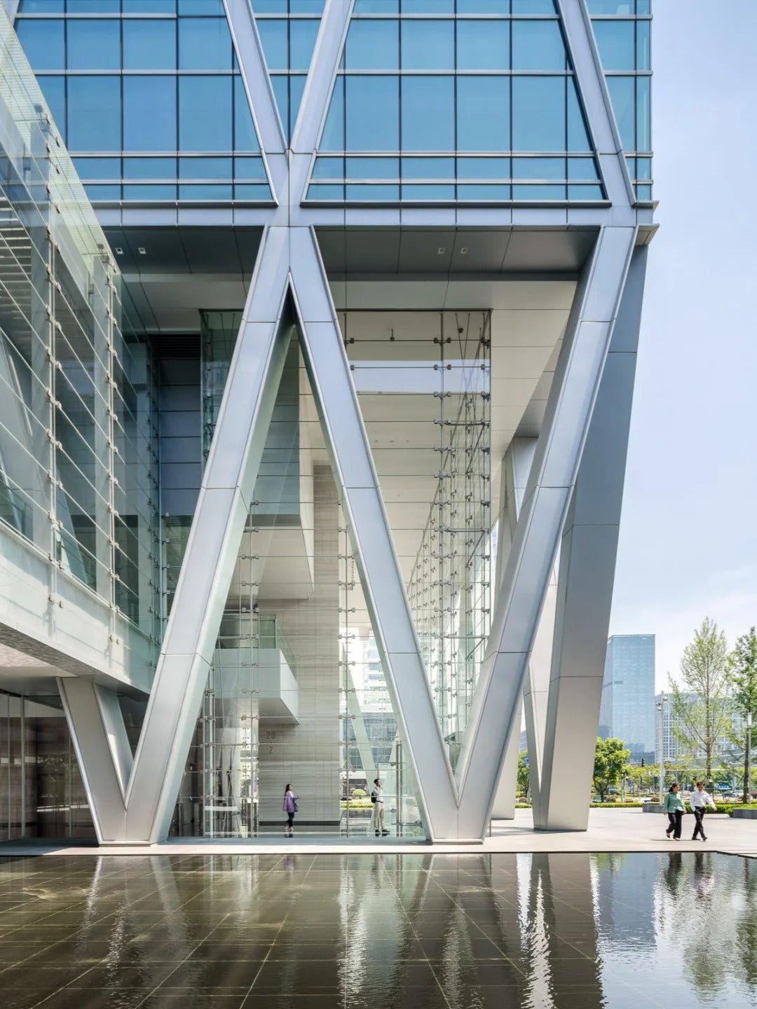 Black Rothnow glass curtain wall with exposed frame, customized size, showcasing a modern building exterior.