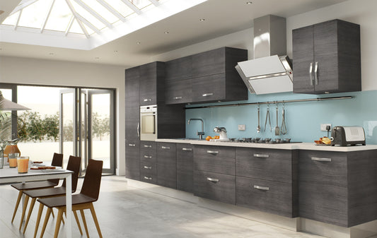 Rothnow® laminated finish black kitchen cabinet with custom size design, showcasing modern cabinetry for kitchen storage.