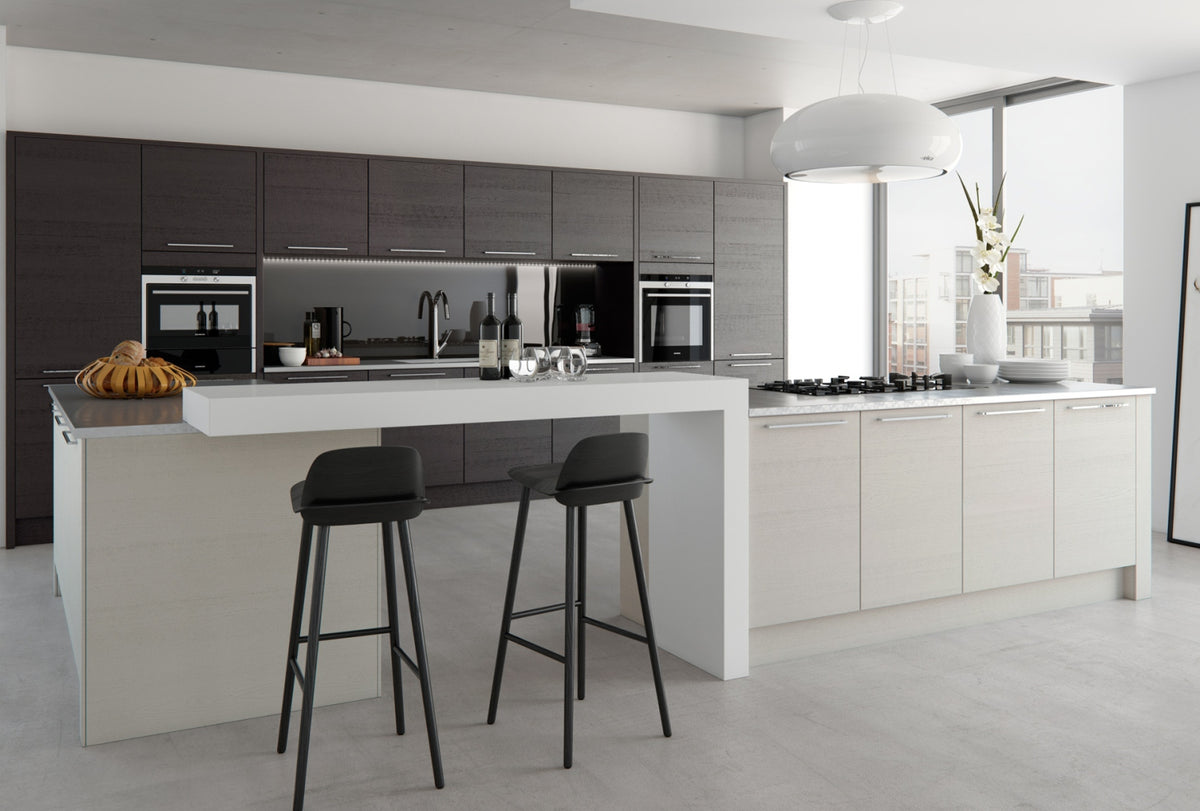 Black Rothnow® laminated finish kitchen cabinet with sleek design, featuring robust construction and modern style for kitchen storage.